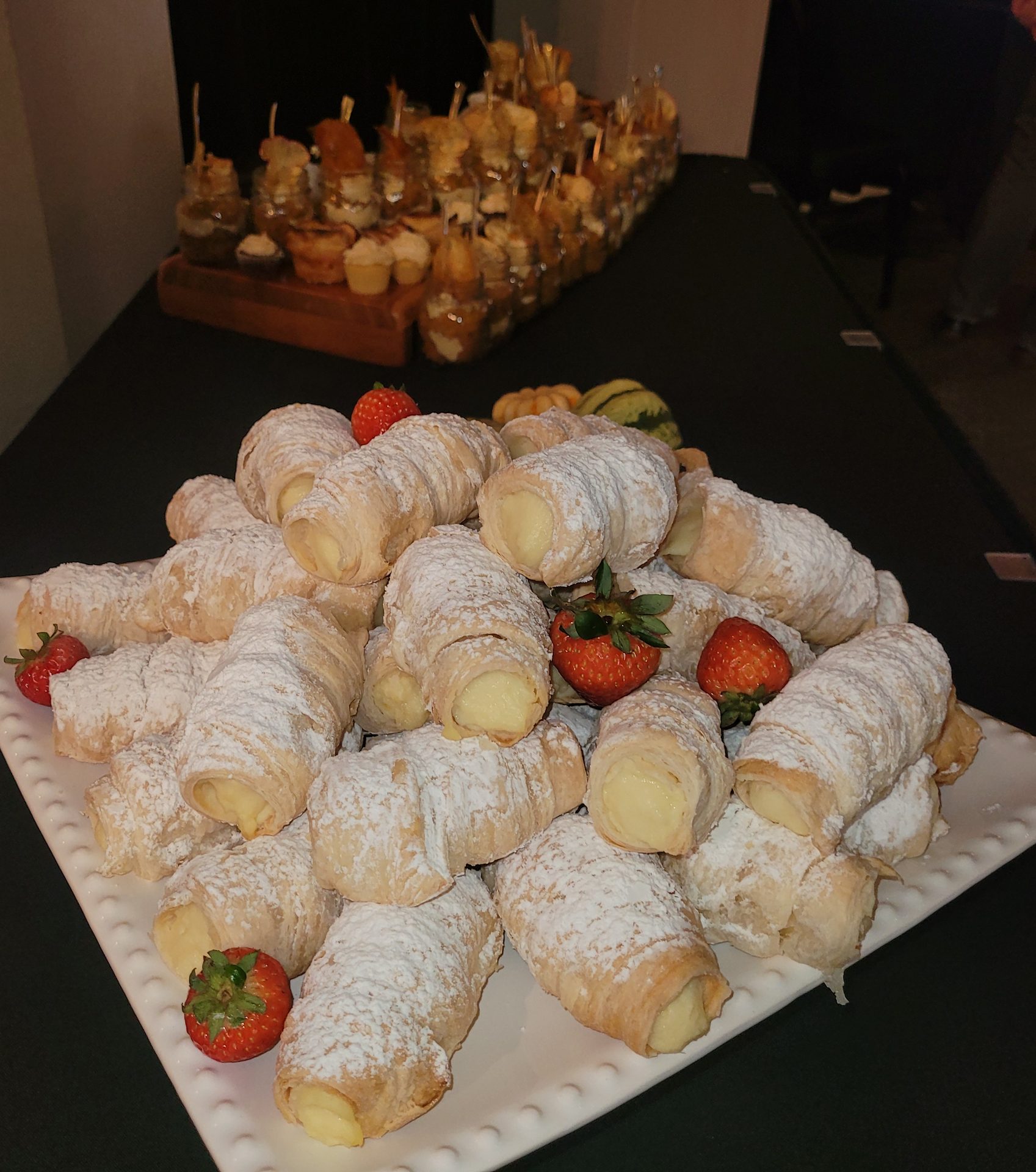 Cream horn dessert tower for a wedding reception